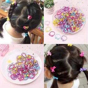 Elastic Hair Ties Manufacturer - Hot Sale 50pcs Bag Baby Girls Colorful Cartoon Shape Kids Ponytail Holder