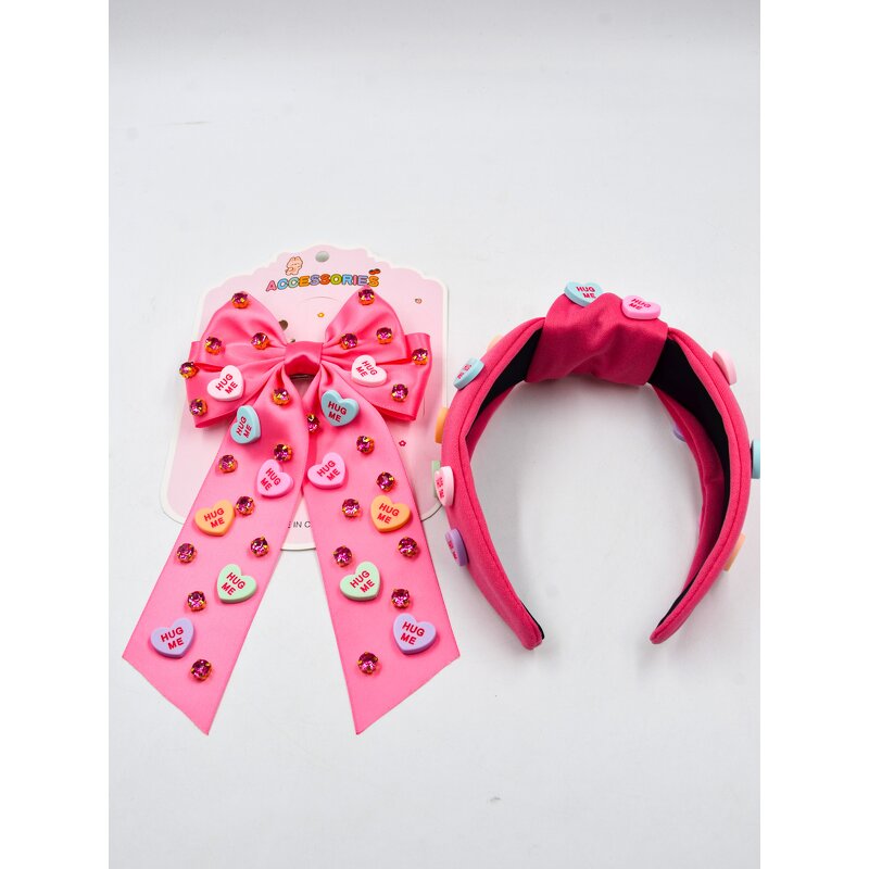 Hair Clip Set Manufacturer - Valentine's Day Fashion Letter Bow for Women Headband Hairpin as Gift
