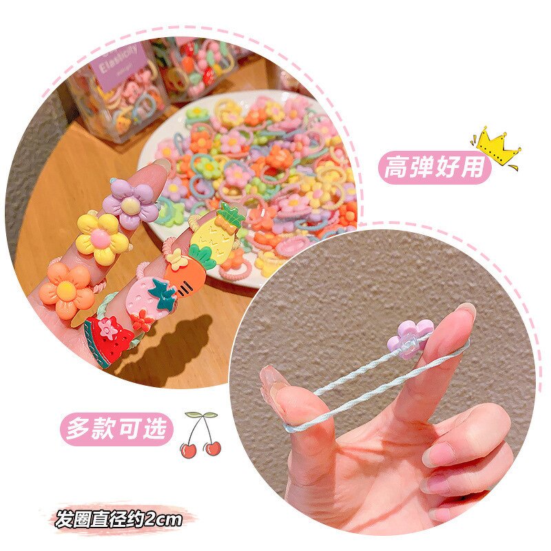 Hair Ties Manufacturer - Korean Candy Color Baby Small Size Elastic Cute Cartoon Rubber Hair Band for Baby Girls