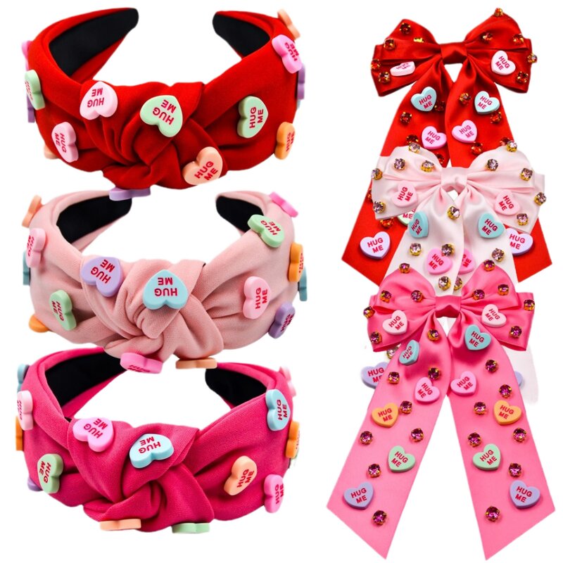 Hair Clip Set Manufacturer - Valentine's Day Fashion Letter Bow for Women Headband Hairpin as Gift