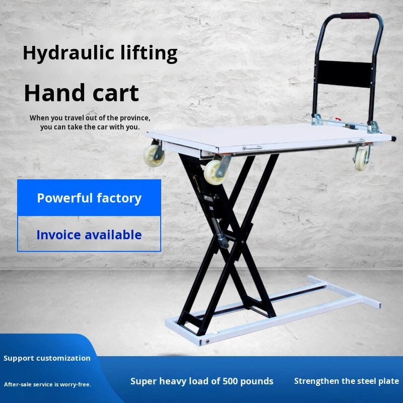 Portable Hydraulic Lift Truck Manufacturer - JIALITE New Car Household Hand Truck Scissor Lift Flatbed Truck CE