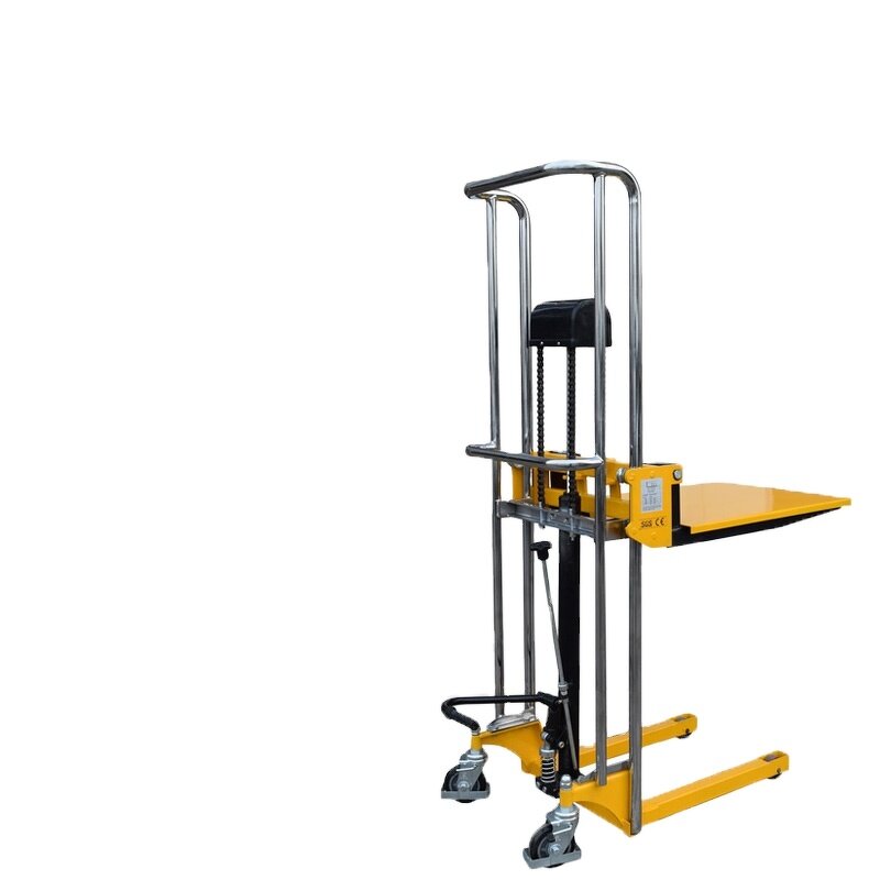 Lightweight Hand Stacker Manufacturer - 1.5M 400KG Safe Material Handling Equipment with Platform Hydraulic Fork Lift