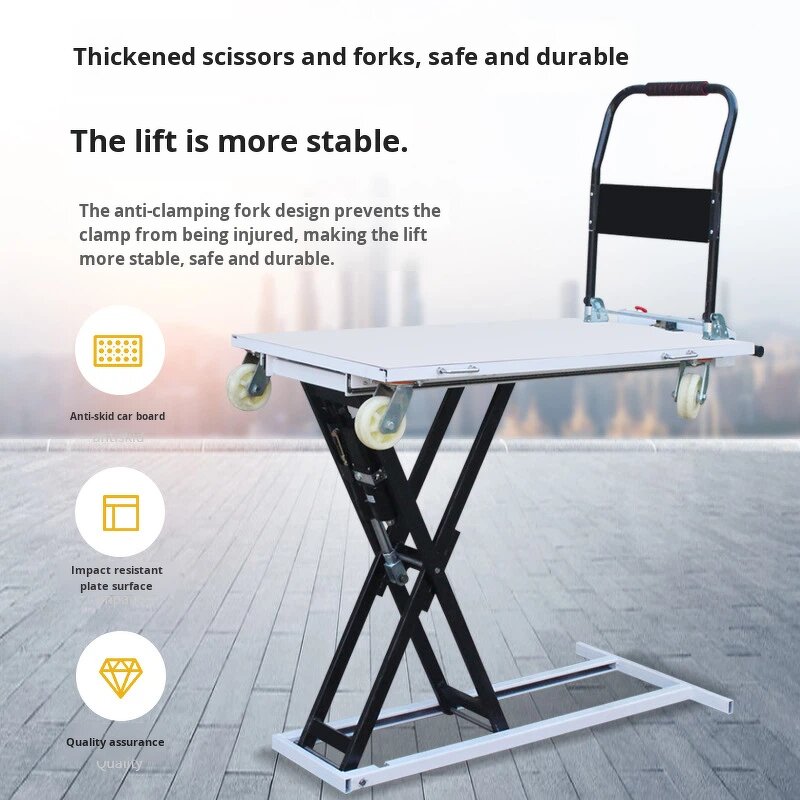 Portable Hydraulic Lift Truck Manufacturer - JIALITE New Car Household Hand Truck Scissor Lift Flatbed Truck CE