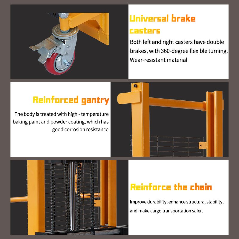 Lightweight Hand Stacker Manufacturer - 1.5M 400KG Safe Material Handling Equipment with Platform Hydraulic Fork Lift