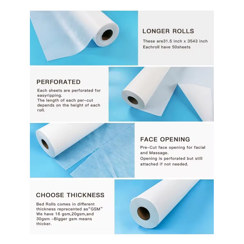 Disposable Exam Table Paper Rolls Manufacturer - Customizable Smooth Crepe Material for Patient Hospital Clinic