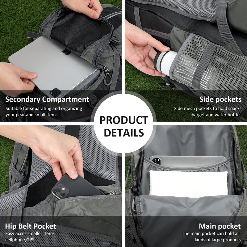 Nylon Hiking Backpack Manufacturer - Custom Outdoor Sport Camping Waterproof 45L Bag