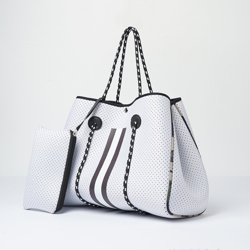 Women's Crossbody Beach Bag Manufacturer - Custom Low MoQ Luxury Perforated Large Neoprene Shoulder Tote