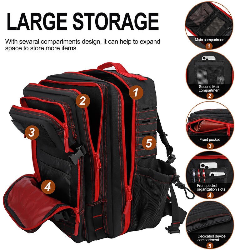 Outdoor Hiking Backpack Manufacturer - 45L Molle Black Assault Pack Sport Travel Camping Rucksack Mochila