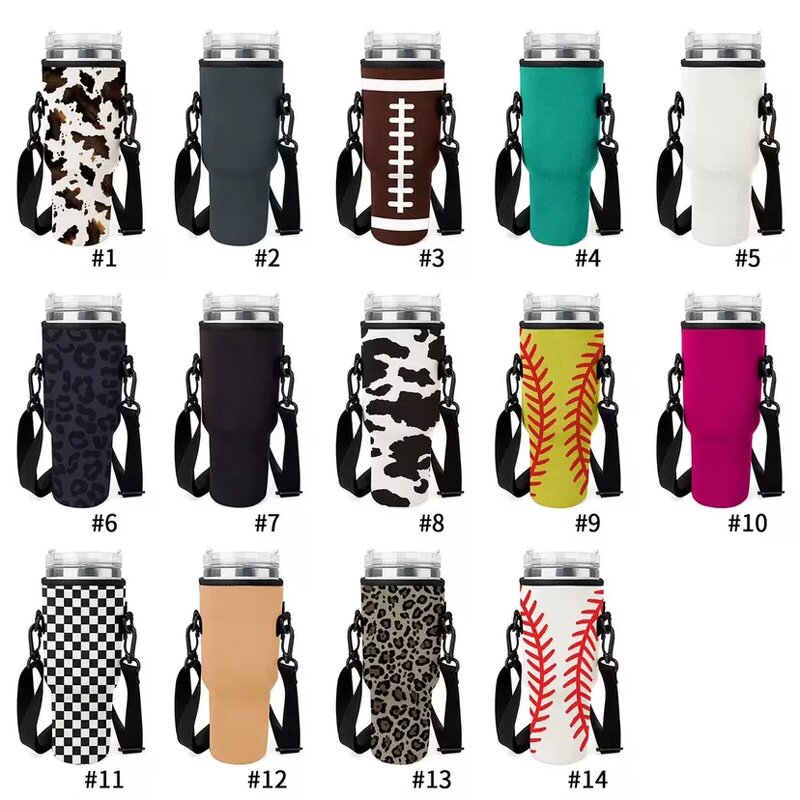 Neoprene Water Bottle Pouch Manufacturer - 40 Oz Adventure Quencher Tumbler Cup Bag with Zipper