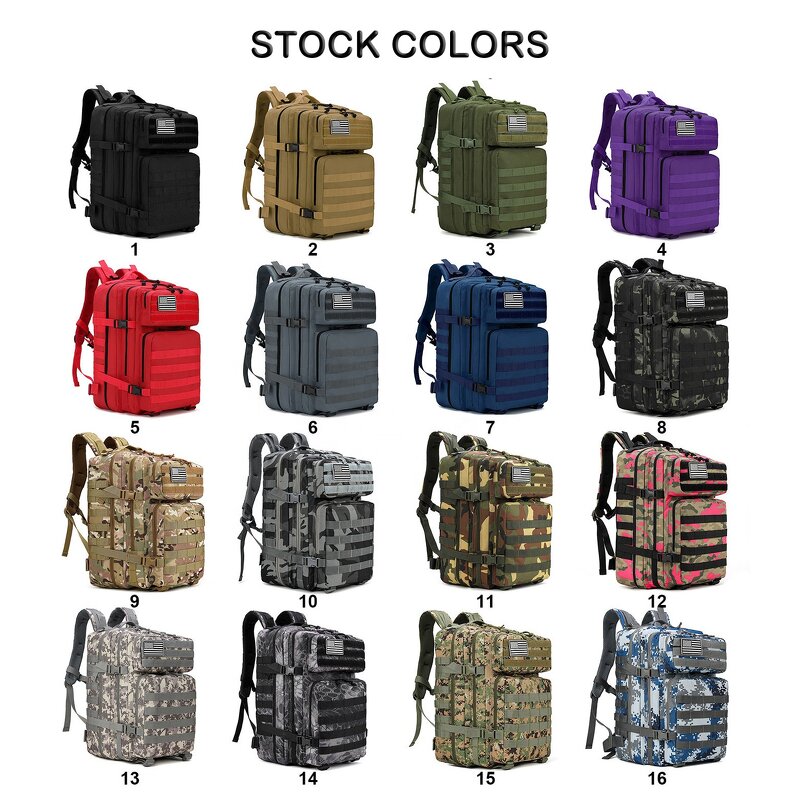 Outdoor Sports Tactical Backpack Manufacturer - Mochila Tactico Waterproof Trekking Workout Fitness Molle 45L 25L