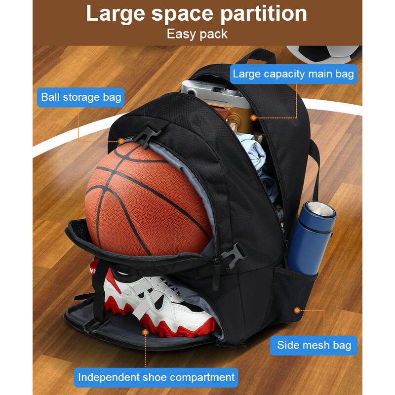 Casual Sports Backpack Manufacturer - Custom LOGO School Pocket Lining Basketball Bag for Men