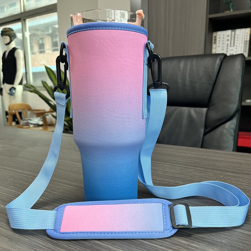 Neoprene Water Bottle Pouch Manufacturer - 40 Oz Adventure Quencher Tumbler Cup Bag with Zipper
