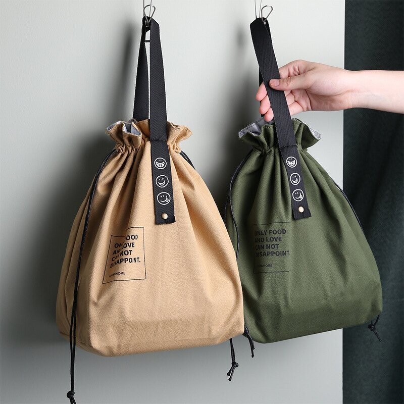 Cotton Canvas Lunch Bag Manufacturer - Wholesale Hot Sale New Fashion Simple Picnic Drawstring