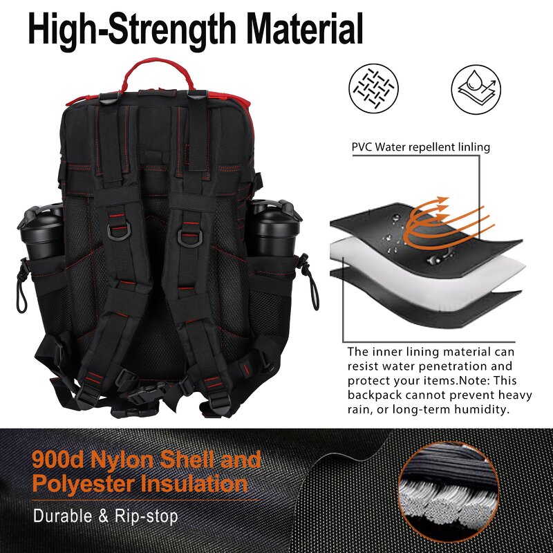 Outdoor Hiking Backpack Manufacturer - 45L Molle Black Assault Pack Sport Travel Camping Rucksack Mochila