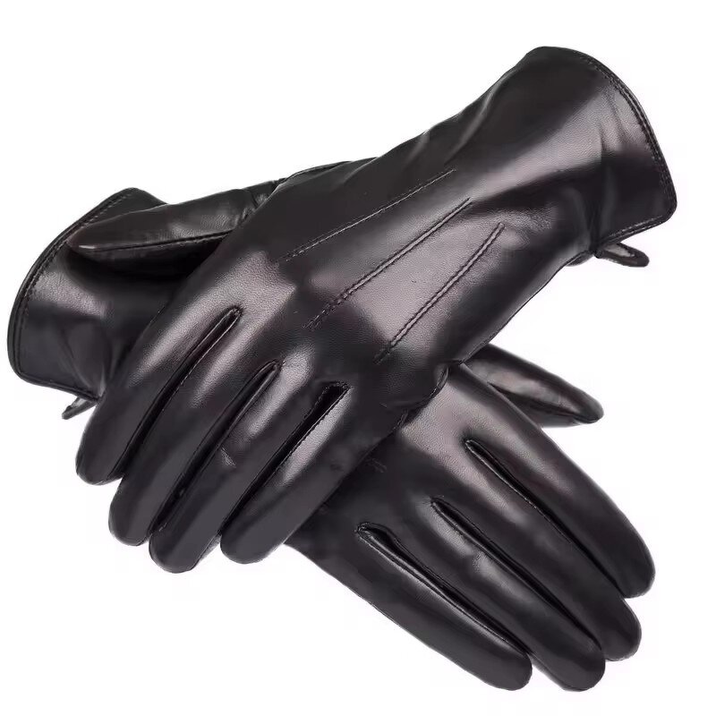 Leather Driving Gloves Manufacturer - Luxury Women's Ethiopian Sheepskin with Wool Lining Winter Warm Black