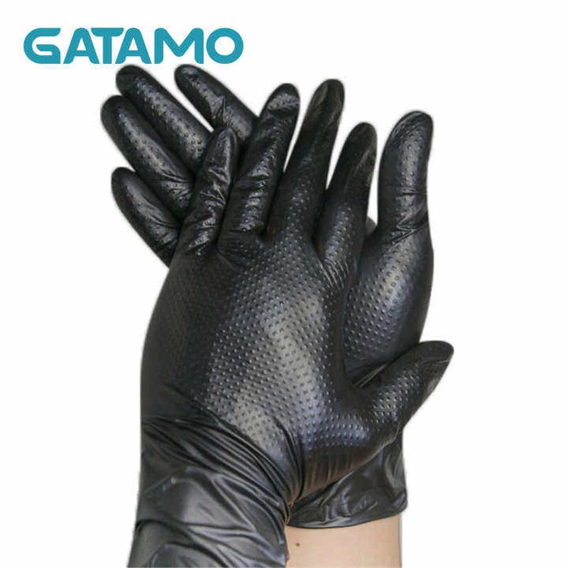 Disposable Nitrile Gloves Manufacturer - Diamond Grip Industrial Black for Garage Duty Car Repair Mechanical