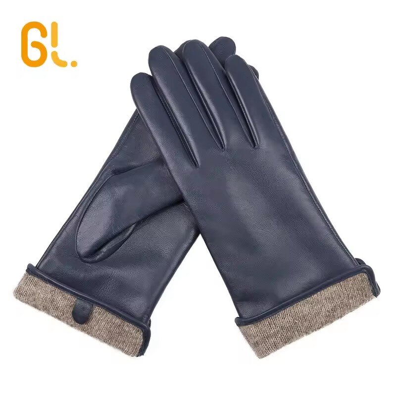 Leather Gloves Manufacturer - Women's Black Winter Ladies Sheepskin Warm Lambskin for Girls