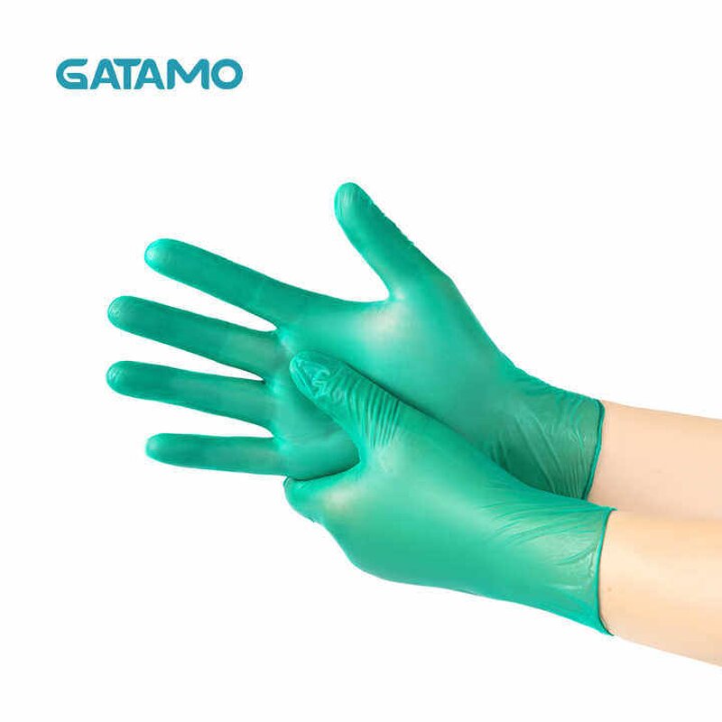 Disposable Nitrile Gloves Manufacturer - Synthetic Food Grade Green Protective Powder Free Box
