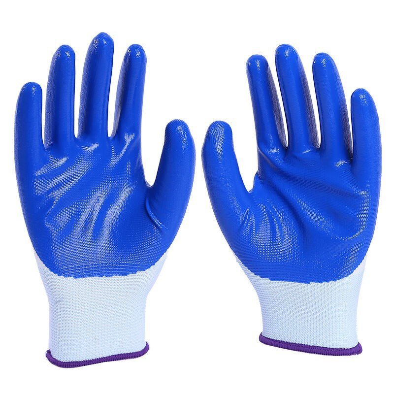 Safety Work Gloves Manufacturer - Blue Nitrile Coated Oil-proof Smooth Finished