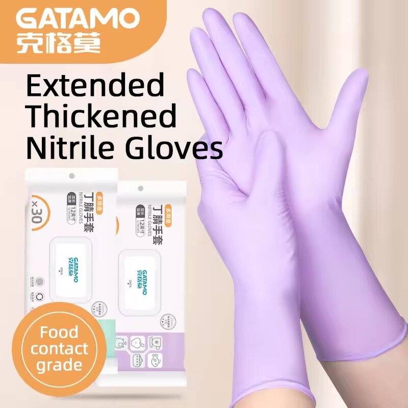 Disposable Nitrile Gloves Manufacturer - 12 Inch Waterproof for Washing Food Kitchen Cooking Household