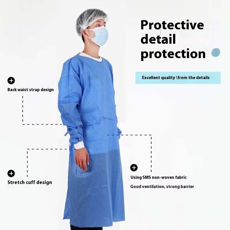 Disposable Surgical Isolation Gown Manufacturer - Blue PP/PE SMS Non-woven for Hospital Equipment