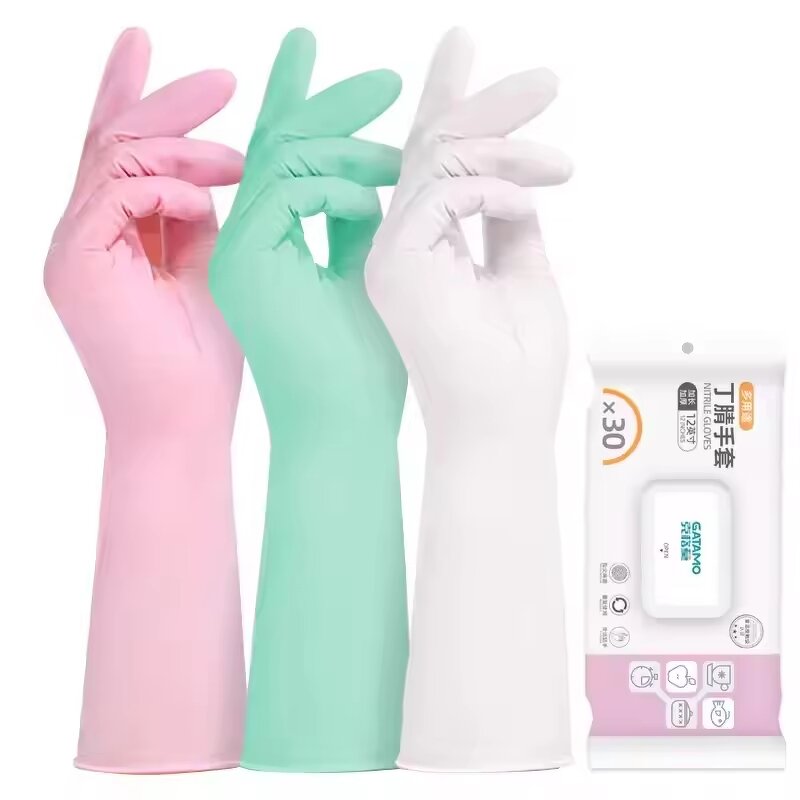 Disposable Nitrile Kitchen Gloves Manufacturer - Heavy Duty 12 Inch Waterproof Dishwashing Food Safe Household Rubber