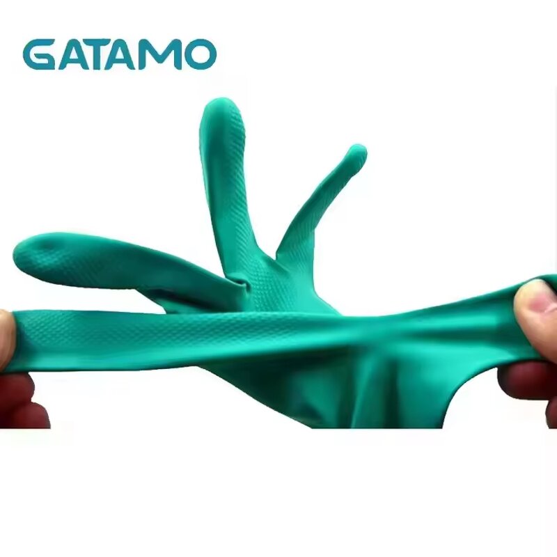 Disposable Nitrile Rubber Gloves Manufacturer - Long Green for Household Kitchen Cleaning Dish Washing Safe Durable