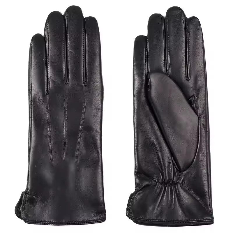 Leather Driving Gloves Manufacturer - Luxury Women's Ethiopian Sheepskin with Wool Lining Winter Warm Black