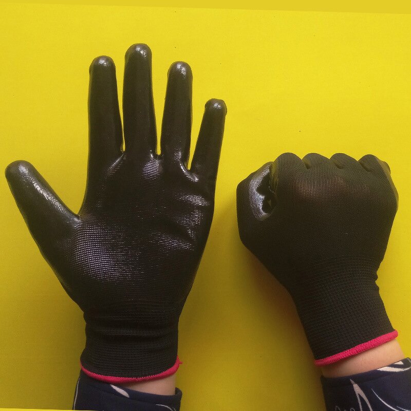 Work Gloves Manufacturer - Nitrile Dipped Coated Black Green Rescue Protective Guante Trabajo Waterproof