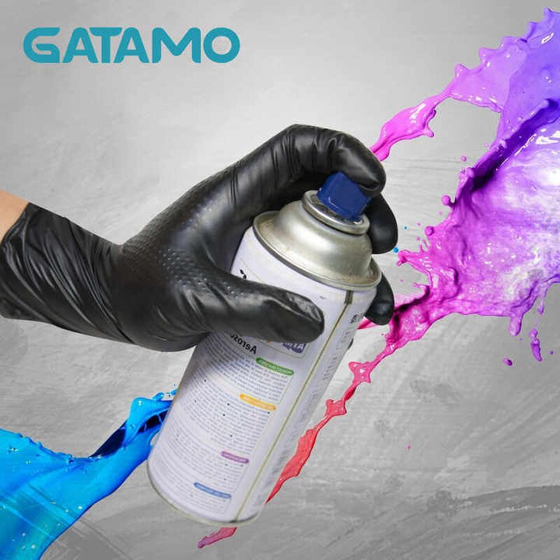 Disposable Nitrile Gloves Manufacturer - Diamond Grip Black Wholesale Thick Industrial Mixed Chemical Resistant Blended