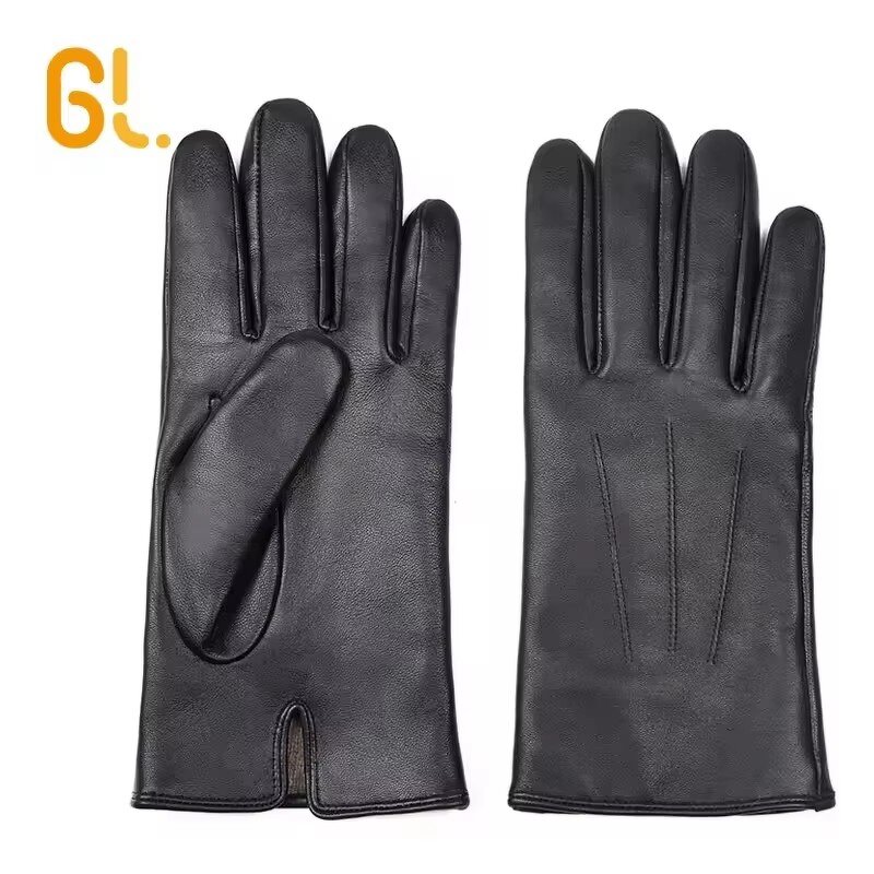 Leather Gloves Manufacturer - Bulk Wholesale Men's Genuine Sheepskin Winter Driving Dress in Black Brown