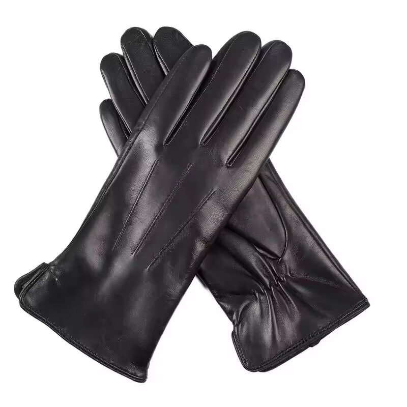 Leather Driving Gloves Manufacturer - Luxury Women's Ethiopian Sheepskin with Wool Lining Winter Warm Black