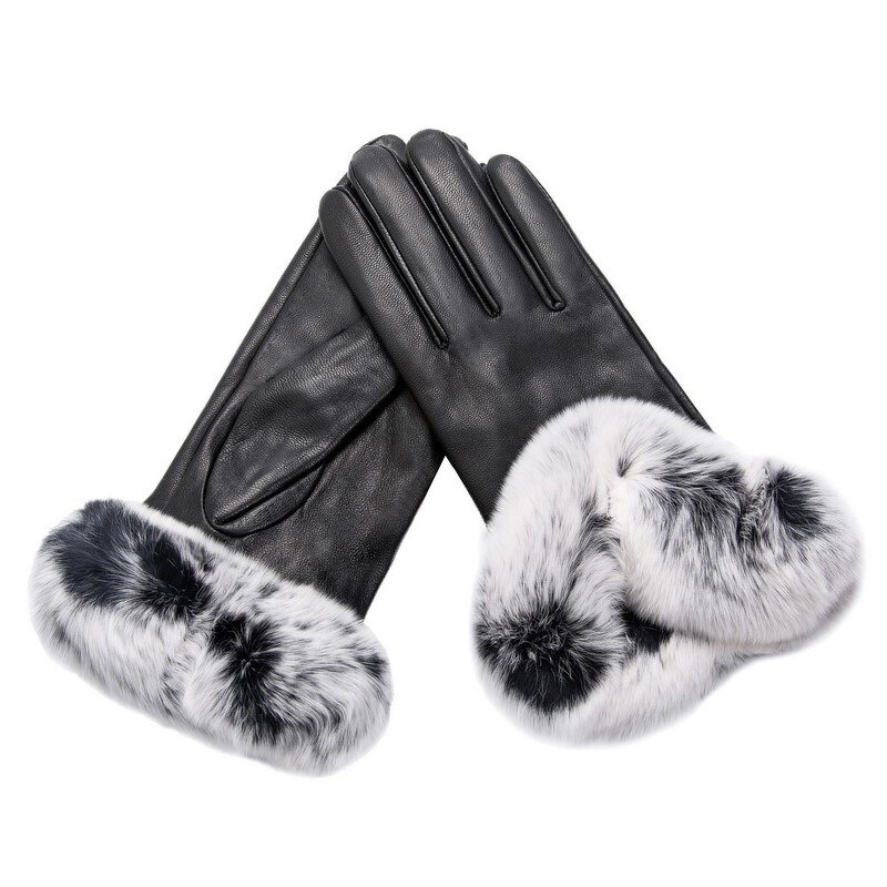 Leather Gloves Manufacturer - Women Fashion Rabbit Fur Cuff Breathable Winter