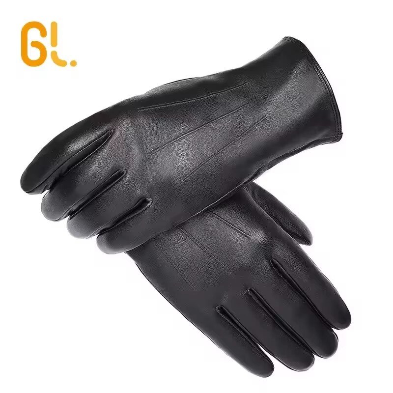 Leather Gloves Manufacturer - Bulk Wholesale Men's Genuine Sheepskin Winter Driving Dress in Black Brown