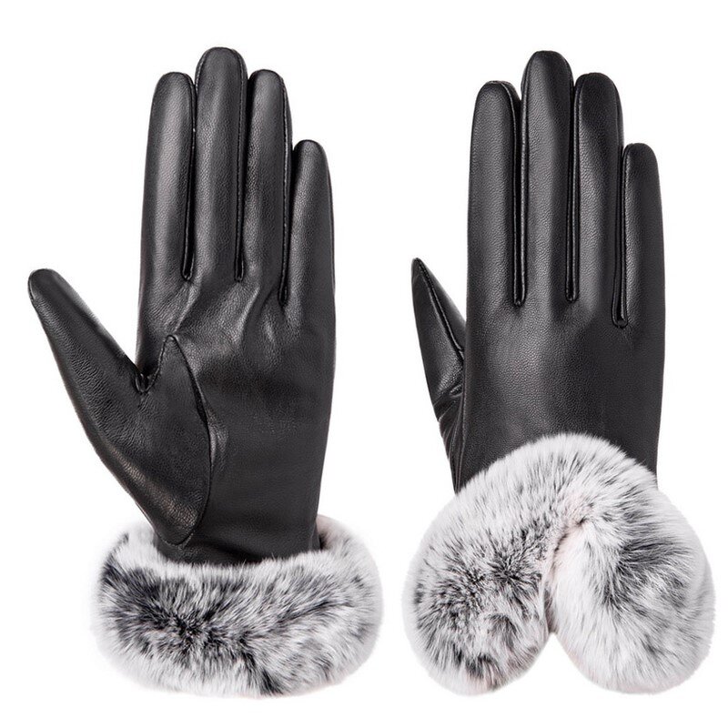 Leather Gloves Manufacturer - Women Fashion Rabbit Fur Cuff Breathable Winter