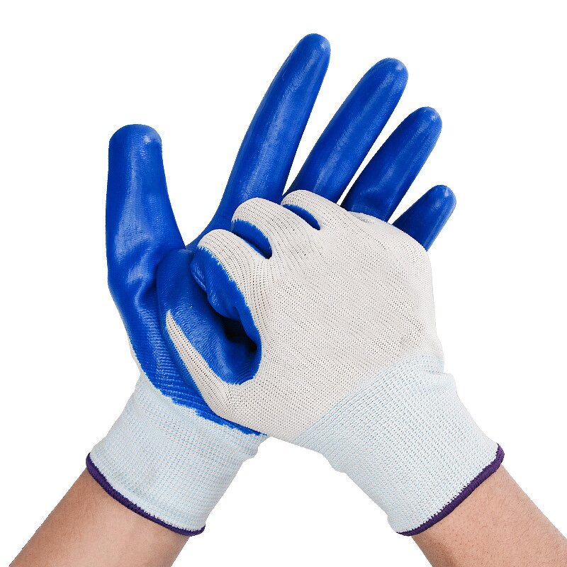 Safety Work Gloves Manufacturer - Blue Nitrile Coated Oil-proof Smooth Finished