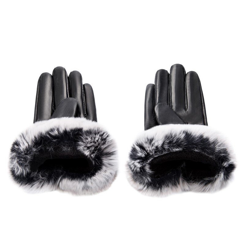 Leather Gloves Manufacturer - Women Fashion Rabbit Fur Cuff Breathable Winter