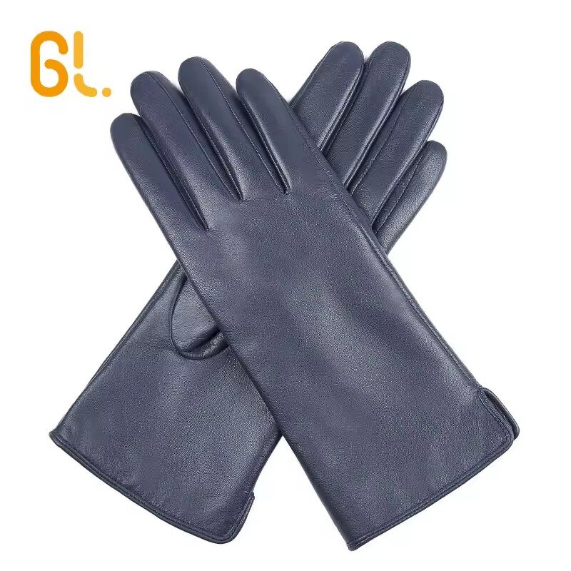 Leather Gloves Manufacturer - Women's Black Winter Ladies Sheepskin Warm Lambskin for Girls