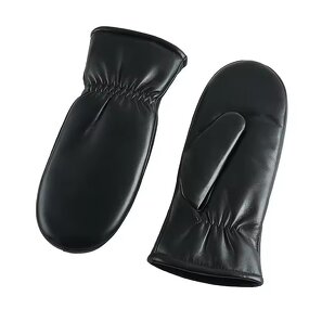Leather Mittens Manufacturer - Women's Black Ladies Sheepskin Winter Warm Lambskin for Girls