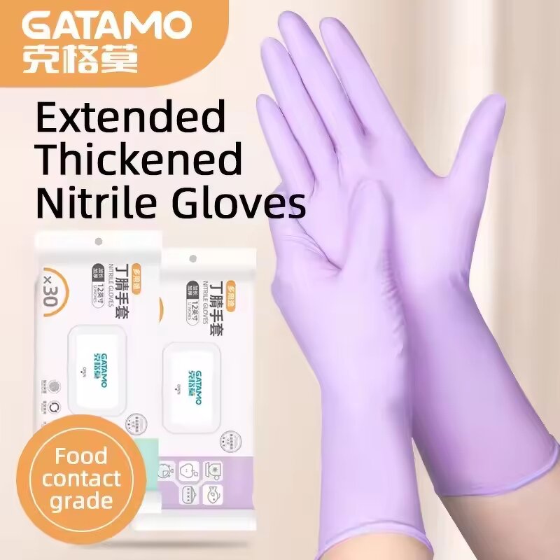 Disposable Nitrile Kitchen Gloves Manufacturer - Heavy Duty 12 Inch Waterproof Dishwashing Food Safe Household Rubber