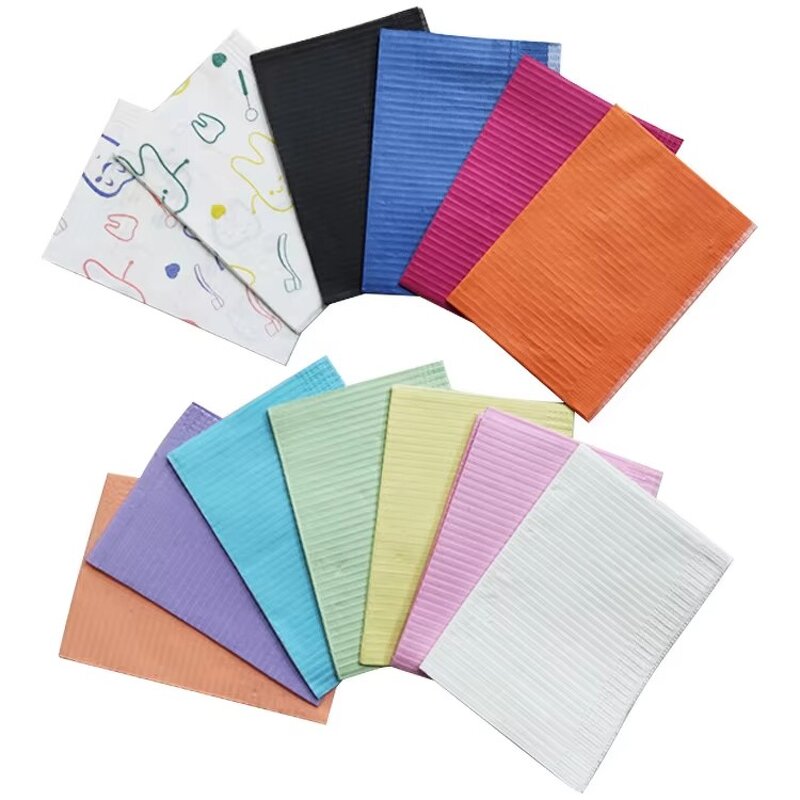 Disposable Dental Bibs Manufacturer - Colorful Adult for White 3 Ply Paper Waterproof Dental Products Patient