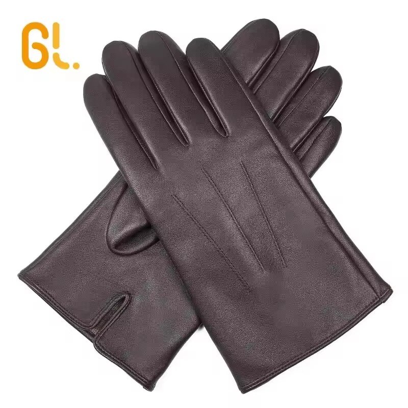 Leather Gloves Manufacturer - Bulk Wholesale Men's Genuine Sheepskin Winter Driving Dress in Black Brown