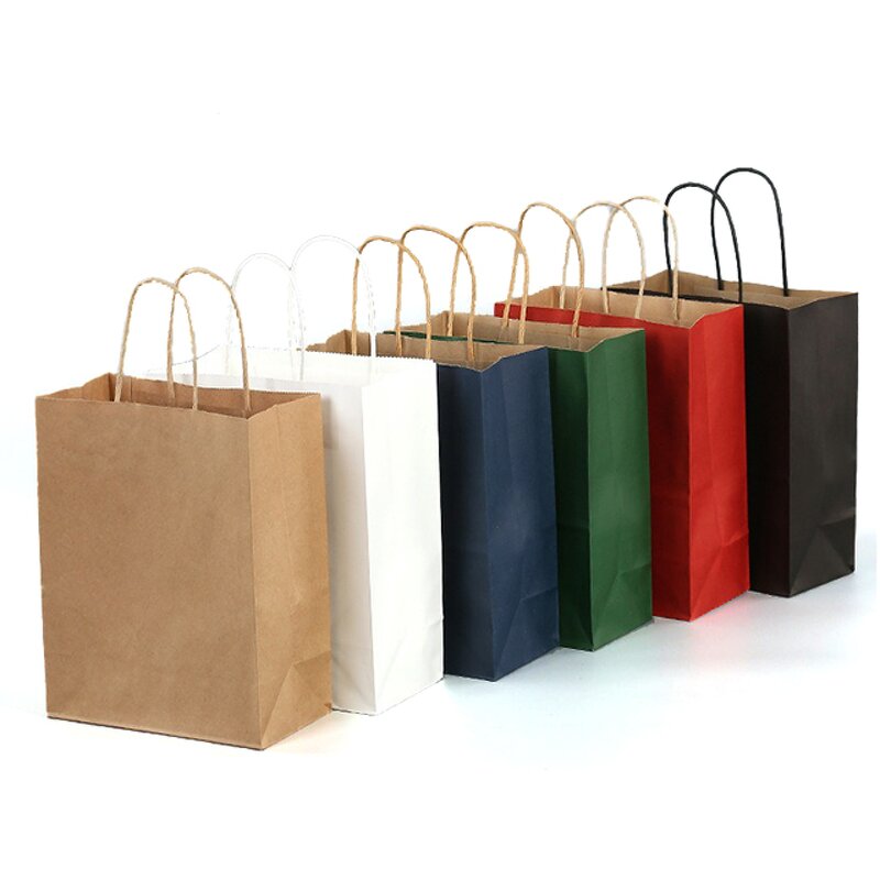 Kraft Paper Bags Manufacturer - Custom Printer Handles Gift Brown Black White with Your Own Logo