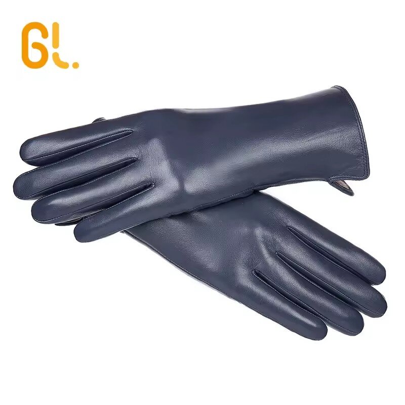 Leather Gloves Manufacturer - Women's Black Winter Ladies Sheepskin Warm Lambskin for Girls