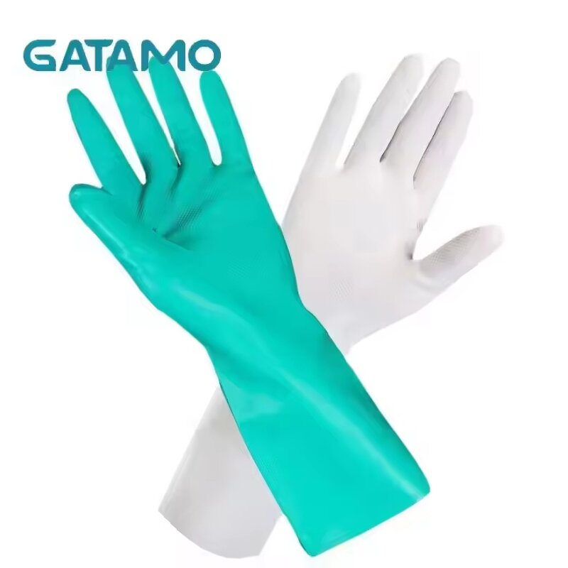 Disposable Nitrile Rubber Gloves Manufacturer - Long Green for Household Kitchen Cleaning Dish Washing Safe Durable