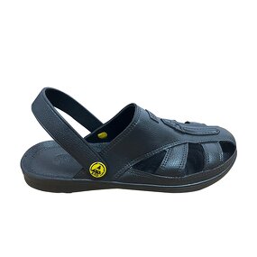 ESD Safety Slippers Manufacturer - Baichen Summer Antistatic Canvas SPU Sandals White/Black for Lab Foot Protection