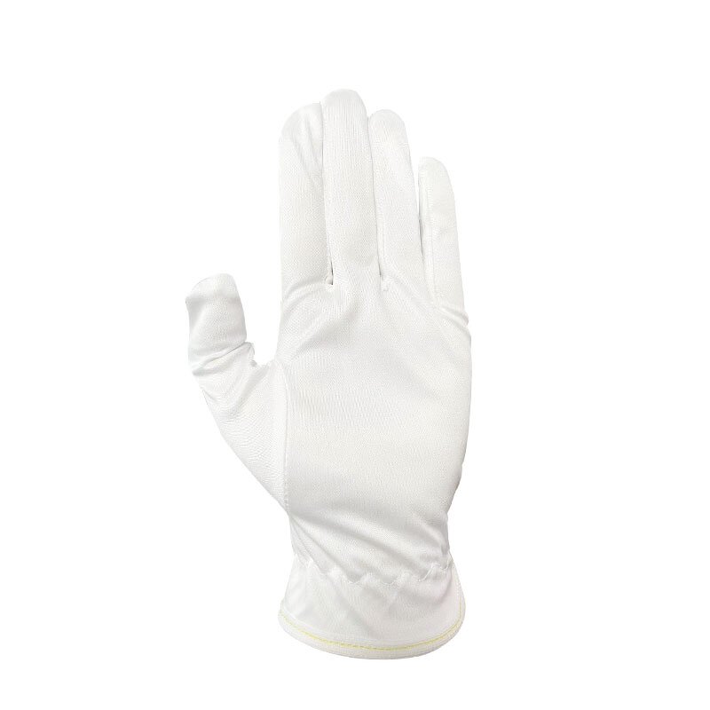 Microfiber Etiquette Gloves Manufacturer - High Quality White Polyester Dust-Free Thin Anti-Slip for Jewelry Cleanroom