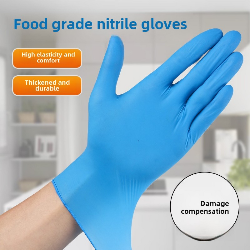 Disposable Nitrile Gloves Manufacturer - Custom Blue 100% 9 Inches Powder-Free for Barber Tattoo Shop Beauty