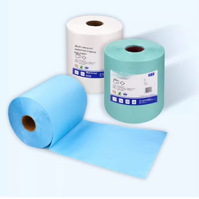 Dust-free Paper Roll Manufacturer - High-quality Blue 500 Puffs Wood Pulp Fiber 25x37cm