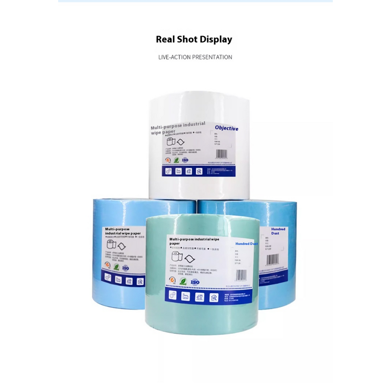 Nonwoven Cleanroom Paper Rolls Manufacturer - 500pcs Lint-Free Disposable Blue Industrial Cleaning Jumbo Roll